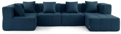 Immagine prodotto di MILYSOFA SOFABULOUS: divano angolare modulare a 5 posti con chaise longue, raffinato tessuto bouclé, blu intenso