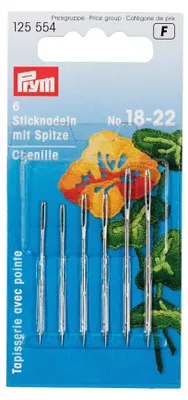 Produktbild von Prym 11255540, Handnähen, Chenille-Nadel, 18, 19, 20, 21, 22, Metall, Silber, 6 Stück(e)