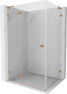 Produktbild von Mexen Lunar L Duschkabine schwenkbar links 85 x 80 cm, transparent, gebürstetes Kupfer - 834L-085-080-65-00-L