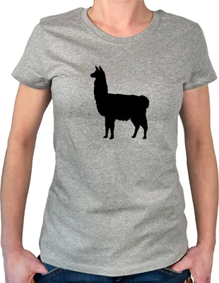 Produktbild von Huuraa Damen T-Shirt Lama Silhouette XXL Sport Grey Bio Baumwolle Fairtrade Damenshirt Geschenkidee