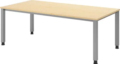 Produktbild von bümö Schreibtisch Serie-Q - Nachbildung Ahorn, Gestell: Silber, Größe:  200 x 100 cm