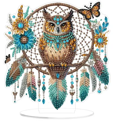 Image de Kit de décoration de table en forme de chouette, technique du diamant, pour enfants et adultes