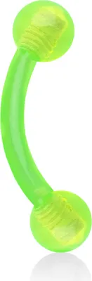 Produktbild von viva-adorno 1,2x10x4mm Piercing Banane Augenbrauenpiercing Kunststoff Kunststoff Kugeln in verschiedenen Farben und Größen Z306, grün