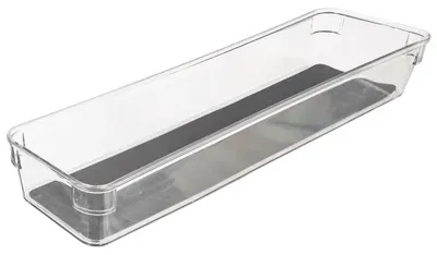 Image de Boîte de rangement - Récipient en plastique - Pour petits objets - 32,5 x 9 x 4,5 cm - Gris
