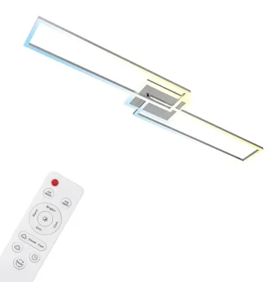 Zdjęcie produktu dla Lampa sufitowa LED BRILONER FRAME S, inteligentna, zdalne sterowanie, sterowanie głosowe, ściemniana, kolor srebrny, 110 x 24,8 x 7,8 cm