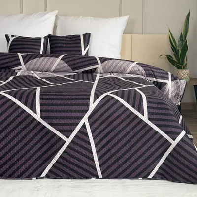 Produktbild von Tagesdecke Zweiseitige Bettüberwurf Allzweckdecke Steppdecke TAVIRA Sofa Bett Decken XXL Violet (3 TLG Set) 220x240cm + 2 Kissenbezüge 40x40 cm