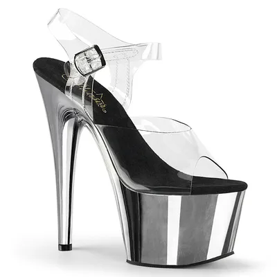 Obrázek produktu pro ADORE-708 Dámské sandály Pleaser, transparentní černý chrom, EU 41, US 11