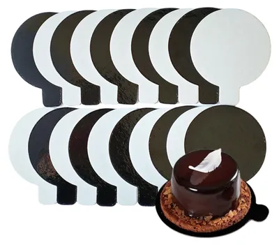 Produktbild von Elhandel Tortenunterlage Monoporcionen Bankettkarte 8 cm rund schwarz-weiß