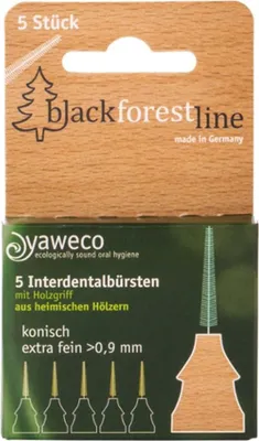 Image de BlackForestLine 5 brosses interdentaires avec manche en bois - extra fines >0,9mm coniques