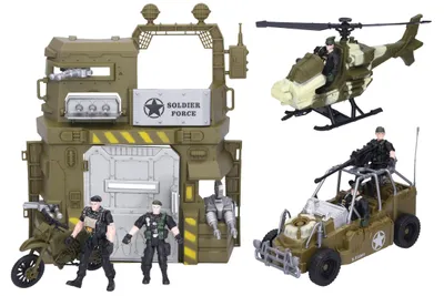 Image de Ensemble militaire avec voiture et hélicoptère