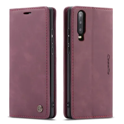 Obrázek produktu pro Huawei P30 Pouzdro, RetroPolyuretanKožené Pouzdro, Kapsy na Karty, Magnetické Uzavírání, Pouzdro s Funkcí Stojánku pro Huawei P30 červené