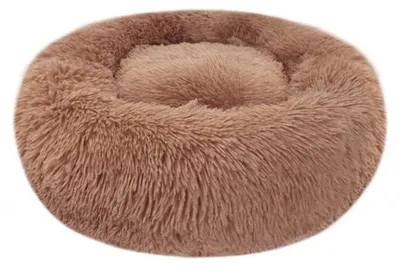 Produktbild von Hauskatzenbett Plüsch Donut Kissen für Kleine, Mittelgroße und Große Hunde, Katzen und andere Haustiere (S-40cm, Braun)