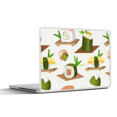 Produktbild von MuchoWow® Laptop Aufkleber Sticker Cover Sushi - Muster - Lebensmittel 36.5x27.5 cm - Laptop-Sticker