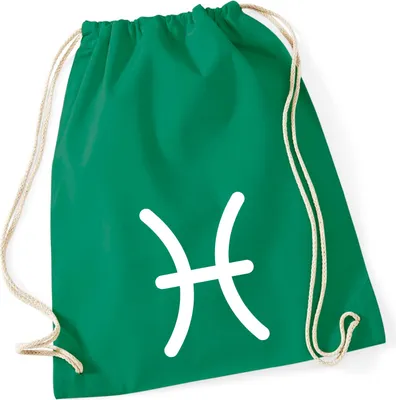 Produktbild von Huuraa Turnbeutel Fische Sternzeichen Zeichen 12 Liter Kelly Green Baumwolle Rucksack Geschenkidee