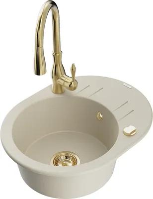 Produktbild von Mexen Kevin 1 Becken-Granitspüle mit Abtropffläche und Mischbatterie Savita, Beige - 6517-69-672601-50