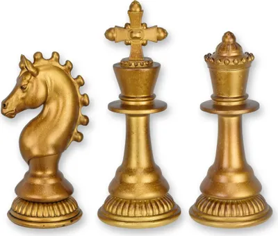 Produktbild von Set 3 Schachfiguren Kunstharz Schach Replikat Retro Design Dekoration