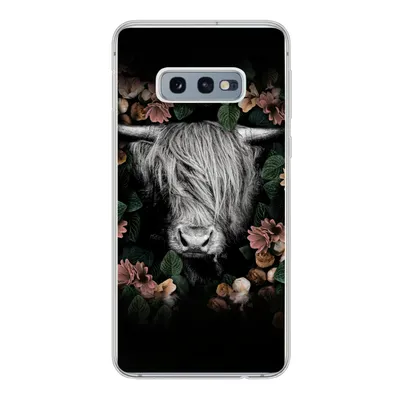 Produktbild von MuchoWow® Handyhülle Schutzhülle Hülle für Samsung Galaxy S10e Schottischer Highlander - Blumen - Rosa Silikon Softcase Handy Hülle - Handy