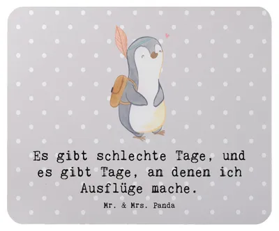 Produktbild von Mr. & Mrs. Panda Mousepad Pinguin Ausflug - Grau Pastell - Geschenk, Mauspad, Reisen, Mouse Pad, pc, Ausflüge machen, Ausflugsziele, mousematte, laptop