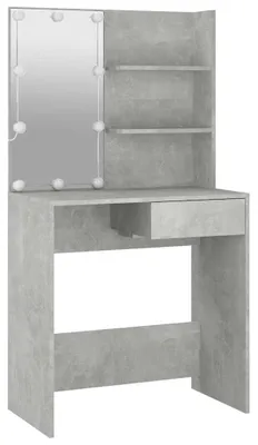 Produktbild von vidaXL Schminktisch mit LED Betongrau 74,5x40x141 cm