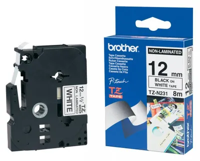 Produktbild von Brother TZE-N231, Schwarz auf weiss, TZ, Schwarz, Wärmeübertragung, China, 5 Jahr(e)