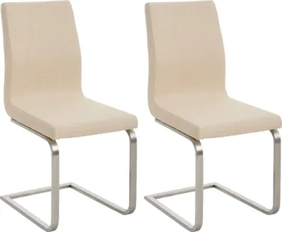 Produktbild von CLP 2er Set Esszimmerstühle Belfort mit Stoffbezug creme