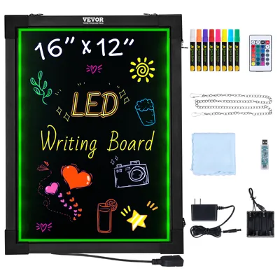 Immagine prodotto di Lavagna a LED VEVOR, insegna luminosa cancellabile da 16 x 12 pollici, display per menu in stile neon, lavagna artistica con 8 pennarelli a gesso luminosi e telecomando, ideale per casa, matrimoni, negozi