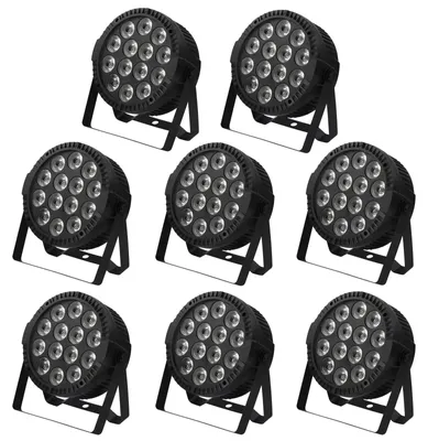 Obrázok produktu pre LED par svetlá – osvetlenie pódií – osvetlenie pre DJov – párty osvetlenie – farebné svetlá – sada 8 kusov s RGBW LED diódami