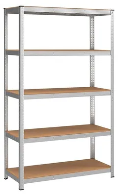 Productafbeelding van Lagerrek met 5 niveaus, verstelbare planken, staal/MDF, zilverkleurig, 200 x 120 x 60 cm