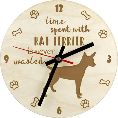 Produktbild von Rat Terrier - Uhr mit Hund, Holzuhr mit Gravur, personalisierte Uhr von Art-Dog