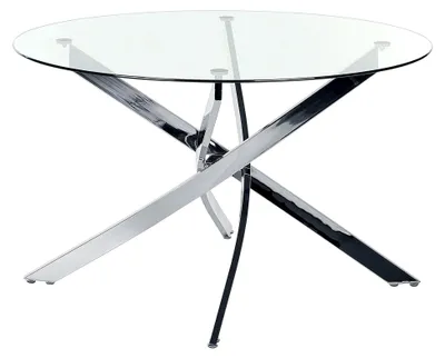 Produktbild von Esstisch aus Sicherheitsglas transparent ⌀ 120 cm rund mit Metallgestell in Silber