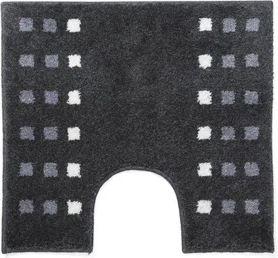Productafbeelding van Unyqoos® Casilin Brica WC-mat, 60 x 55 cm, met uitsparing, katoen, hoogpolig, donkergrijs, met latex rug, machinewasbaar op 40°C