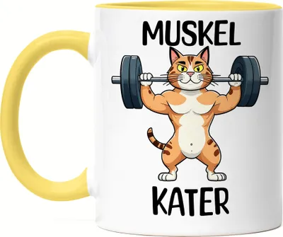 Produktbild von Muskelkater Tasse gelb Fitness Gym Bodybuilding Workout Kraftsport Training