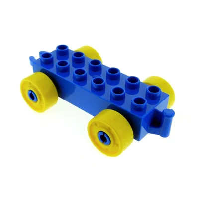Produktbild von 1x Lego Duplo Anhänger 2x6 blau Rad gelb Schrauben 10558 6006228 11248c01