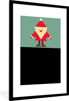 Produktbild von MuchoWow® Gerahmtes Poster Illustration - Weihnachten - Weihnachtsmann - Zitate - Blau - Vintage 60x90 cm - Poster mit Schwarzem Bilderrahmen Wandposter Rahmen Foto Bilder - Dekoration - Wandposter Wohnzimmer - Hochwertig