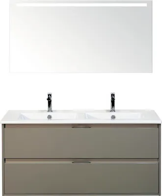 Produktbild von Badmöbelset 3-teilig Doppelbadmöbel Sanox Porto BxHxT 121 x 170 x 51 cm Frontfarbe cubanit grey mit Waschtisch Keramik w