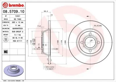 Produktbild von BREMBO Bremsscheiben (2 Stück) Vorderachse 08.5709.10