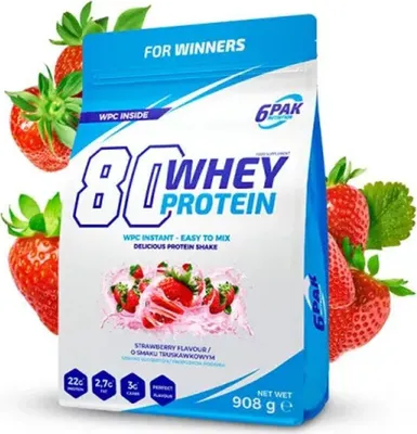 Produktbild von 6Pak Nutrition 80 Whey Protein- 908 g Strawberry