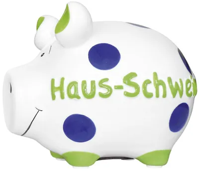 Imagen del producto de KCG 100481 - Hucha de cerámica con forma de cerdo, modelo "Cerdo del hogar", tamaño pequeño