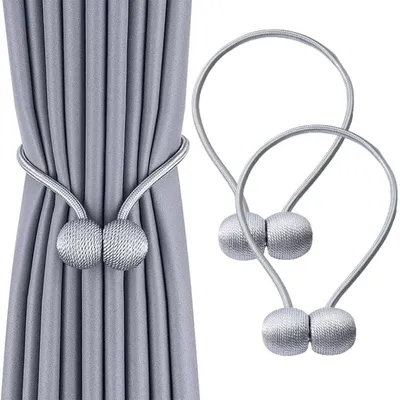 Produktbild von Magnetische Gardinenhalter mit Schnalle, Clips für Zuhause, Schlafzimmer, Büro, dekorative Gardinen (grau, 2 Stück)