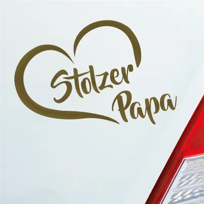 Produktbild von Auto Aufkleber Stolzer Papa Liebe Herz Vater Kind 13x10 cm Gold Sticker Heckscheibenaufkleber