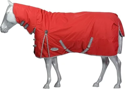 Imagen del producto de Manta para caballos Comfitec Classic Combo, circunferencia del cuello mediana, color rojo/plateado/azul marino, tamaño 4 pies 3 pulgadas
