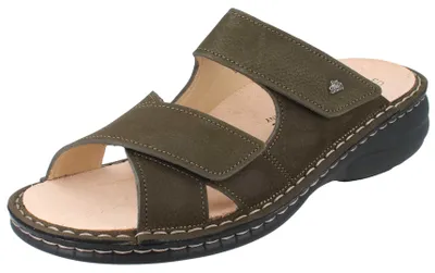 Immagine prodotto di FINN COMFORT Melrose, sandali da donna, color verde oliva, in pelle scamosciata effetto consumato - Taglia: 40