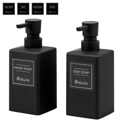 Obrázek produktu pro Dávkovač mýdla Eluno, sada 2 kusů, černá, s měkkou povrchovou úpravou, objem 450 ml