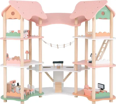 Immagine prodotto di Casa delle bambole in legno per bambini con 32 accessori realistici per mobili e tetti Casa da sogno fai-da-te