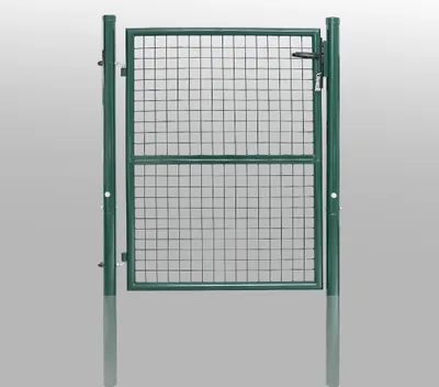 Produktbild von Fiqops 150x100cm Gartentor Gartentür Maschendraht Einzeltor Gartentor Zauntür Gartentür Tür Hoftür komplett mit Pfosten Verzinkt EP beschichtet Dunkelgrün