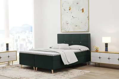 Produktbild von Boxspringbett Schlafzimmerbett RENAN 160x220cm in Stoff Riviera Grün