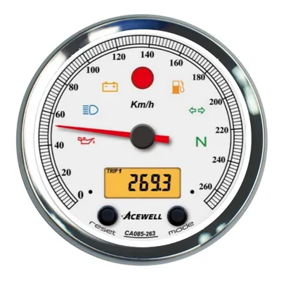 Zdjęcie produktu dla Tachometr analogowy ACEWELL 260 km/h cyfrowy DZM