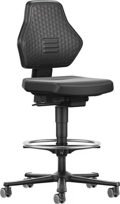 Productafbeelding van Ergonomische bureaustoel Air Flow, met wielen en voetsteun, bekleed met kunstleer, zwart, verstelbaar van 610 tot 890 mm