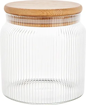 Produktbild von VBS Vorrats- Bonbonglas "Riffel, mit Bambusdeckel, 500 ml