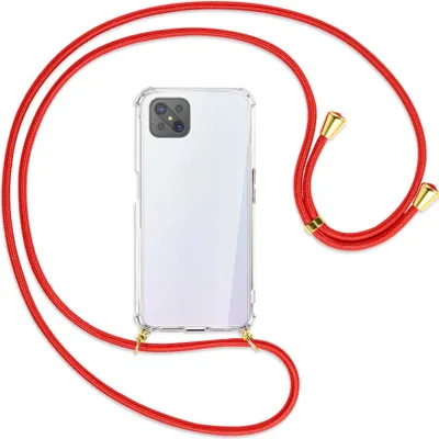 Produktbild von Handykette Backcover-Schutzhülle mit Band (Metall goldfarben) für Oppo A92S / Reno4 Z 5G - rot